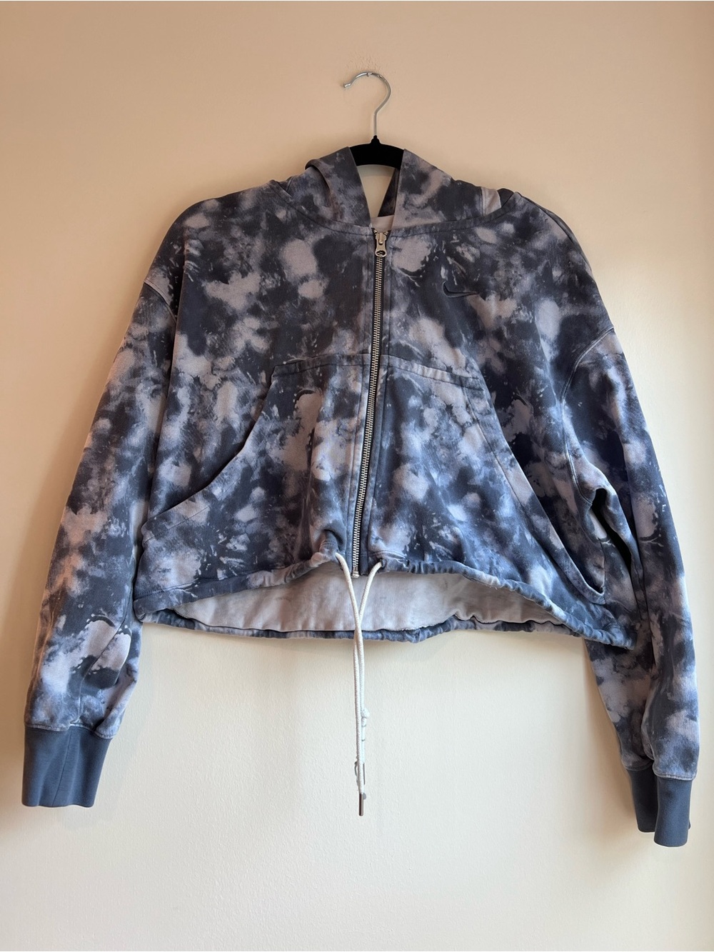 Nike Blue & White Tie-Dye Zip-Up Bomber Hoodie
